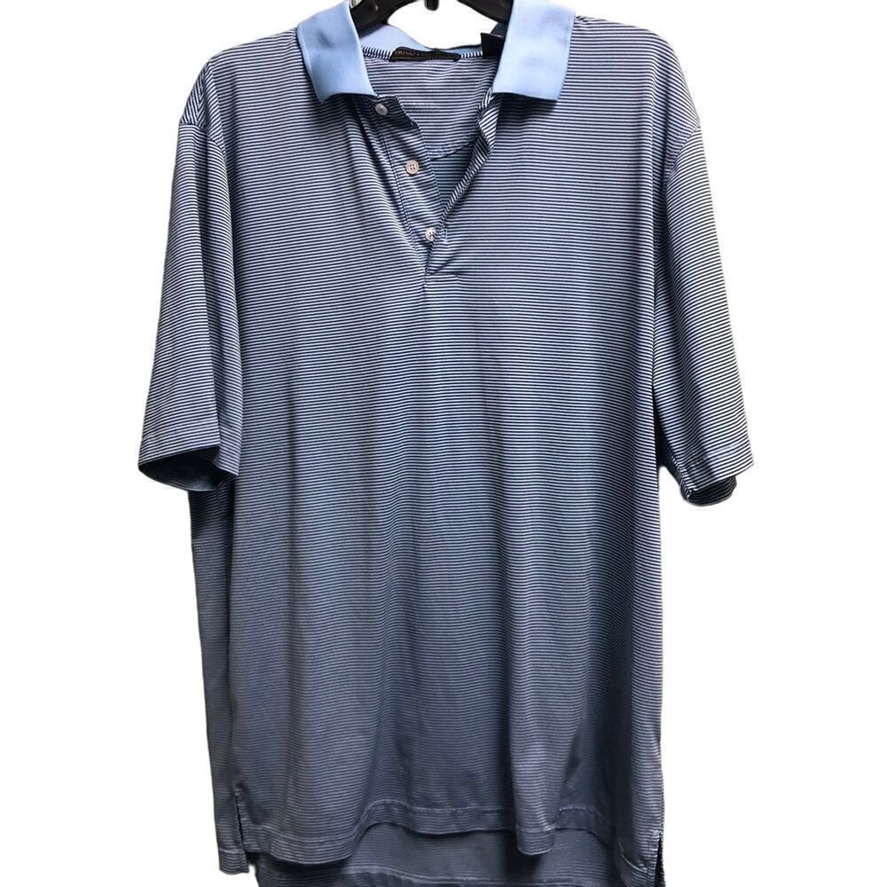Private Collection Mens Size Large Performance Polo Short Sleeve Striped Golf